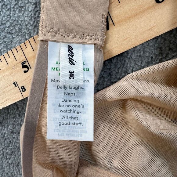 Aerie Smoothez Beige Mesh Balconette Bra 34C Unlined Wired Adjustable Strap New - Picture 6 of 8